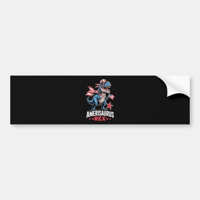 Dinosaur 4th of July Amerisaurus T Rex Funny Bumper Sticker (Front)