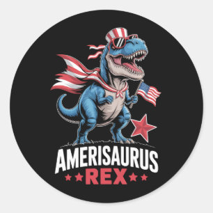 Dinosaur 4th of July Amerisaurus T Rex Funny Classic Round Sticker