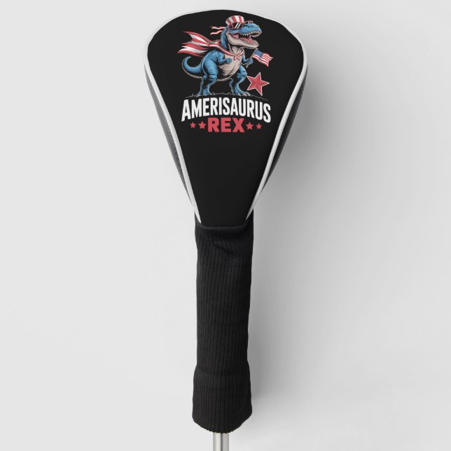 Dinosaur 4th of July Amerisaurus T Rex Funny Golf Head Cover (Front)