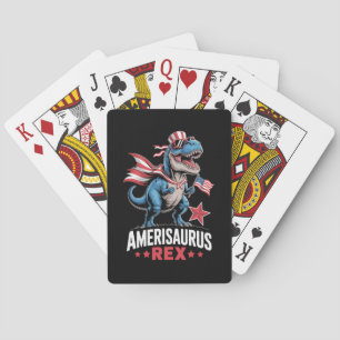 Dinosaur 4th of July Amerisaurus T Rex Funny Playing Cards