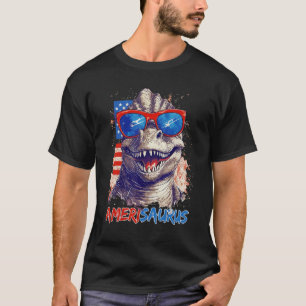 Dinosaur 4th of July Kids Boys Men Amerisaurus Rex T-Shirt