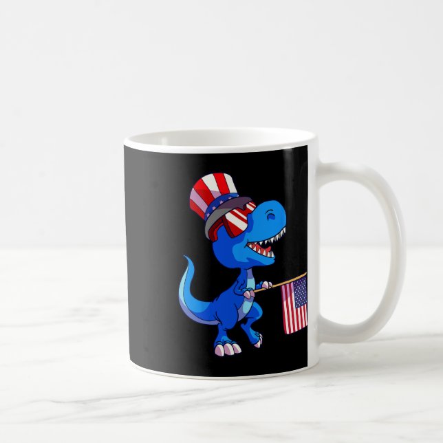 Dinosaur 4th Of July Shirt Us Flag Dino Kids Boys  Coffee Mug (Right)
