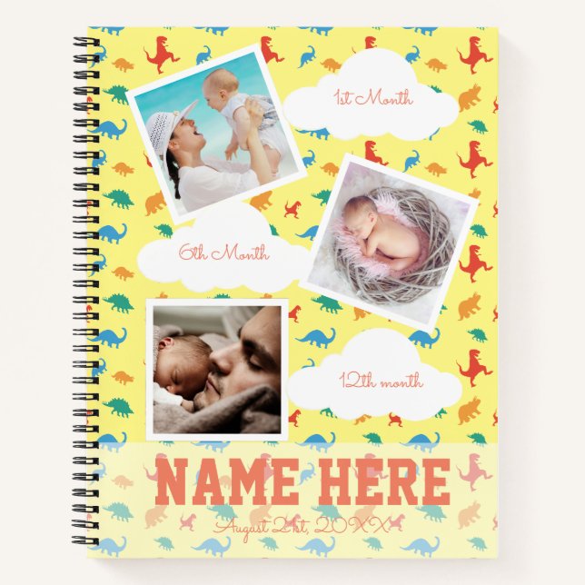 Dinosaur 5th birthday party Milestone Guest Book (Front)