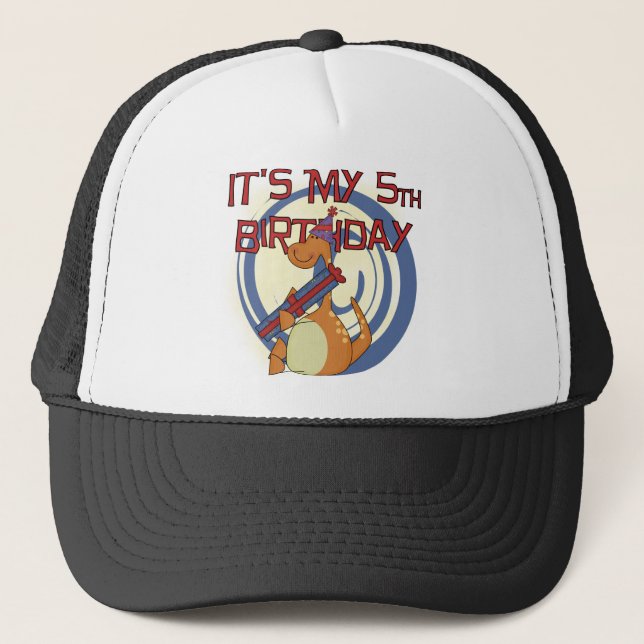Dinosaur 5th Birthday Tshirts and Gifts Trucker Hat (Front)