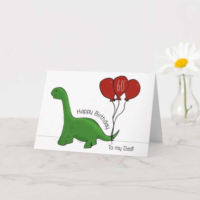 Dinosaur 60th birthday dad card (Small Plant)