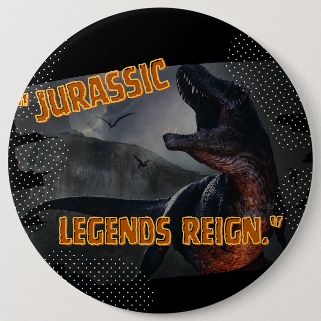 dinosaur 6 inch round button (Front)
