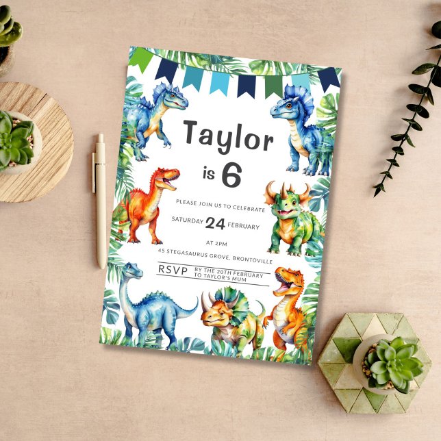Dinosaur 6th Birthday Invitation (Creator Uploaded)