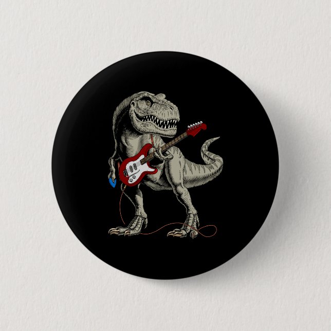 Dinosaur Acoustic Electric B Guitar Player  2 Inch Round Button (Front)