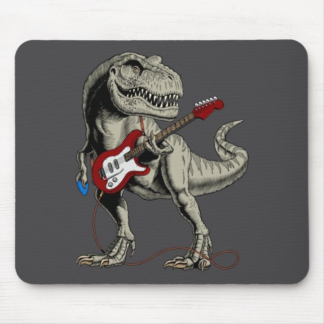 Dinosaur Acoustic Electric B Guitar Player  Mouse Pad (Front)
