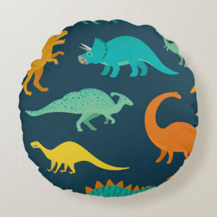 Dinosaur Adventure: Kids' Nursery Wallpaper Round Pillow
