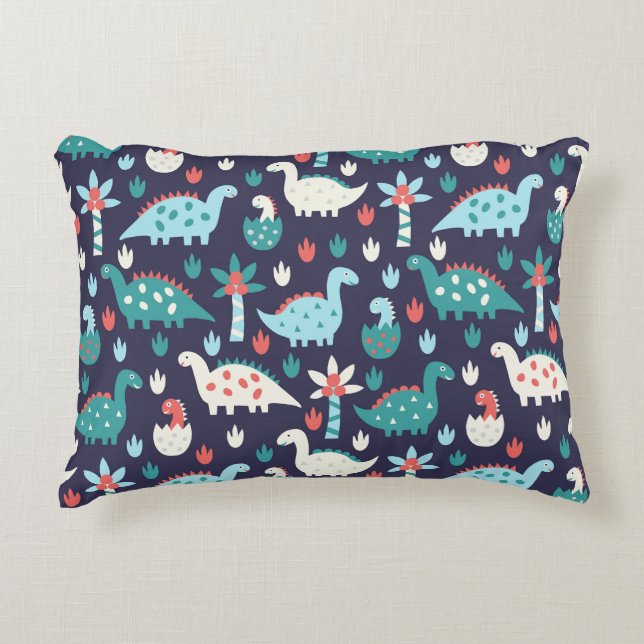 Dinosaur Adventure Seamless Design Accent Pillow (Front)