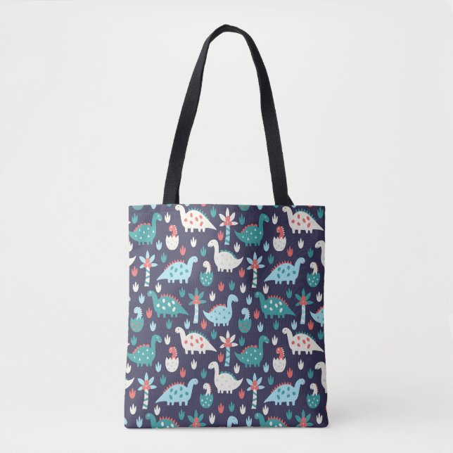 Dinosaur Adventure Seamless Design Tote Bag (Front)
