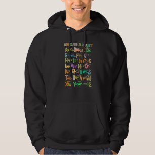 Dinosaur Alphabet Back To School  Abc Animal Alpha Hoodie