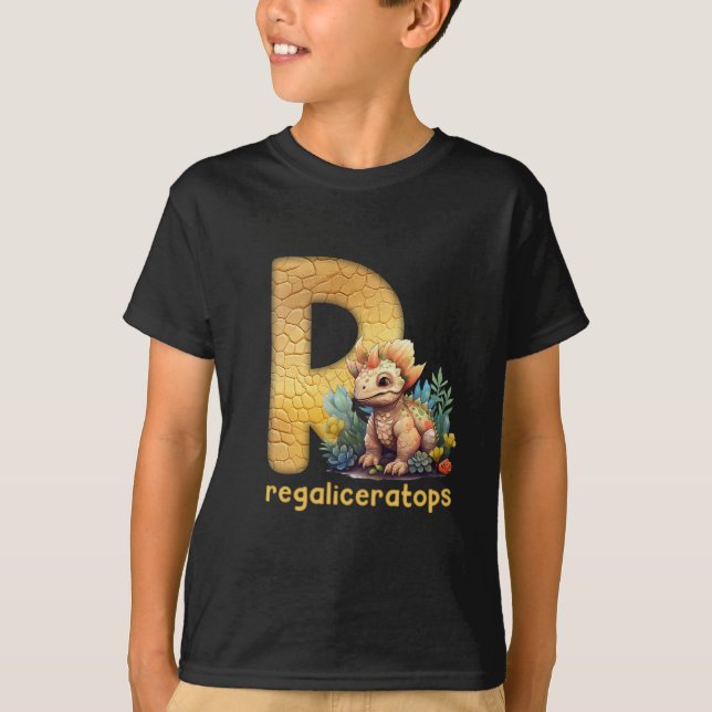 Dinosaur Alphabet R Type regaliceratops T-Shirt (Front)