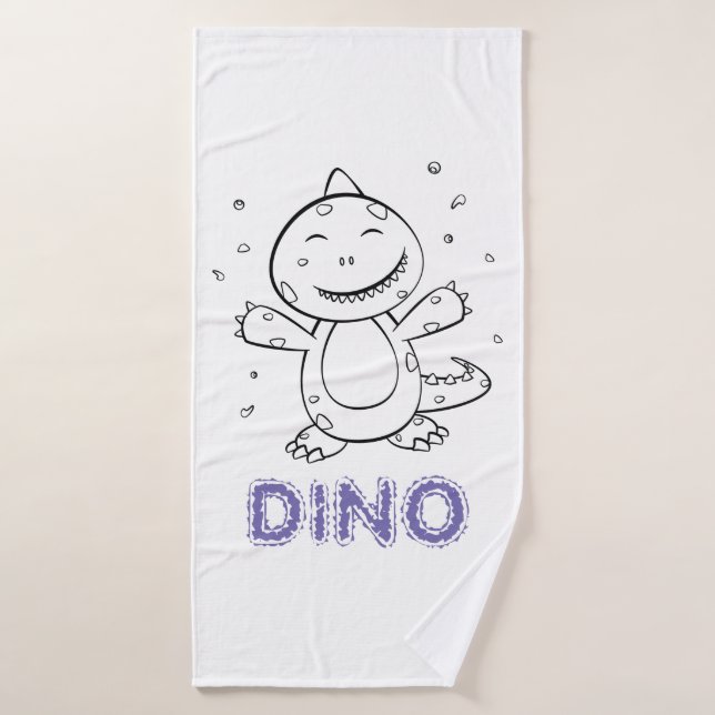 Dinosaur - Animal d'art esquissé en noir et blanc (Serviette de bain)