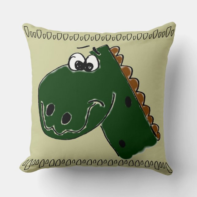 Dinosaur Animated Character Throw Pillow (Front)