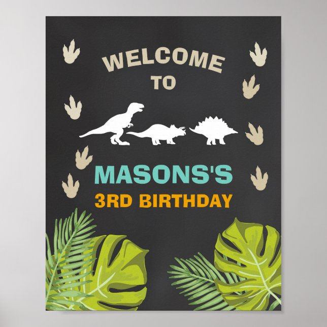 Dinosaur anniversaire Affiche de bienvenue garçon  (Devant)