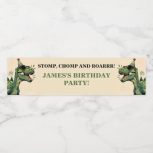 Dinosaur Anniversaire Bouteille Étiquettes - Fête 