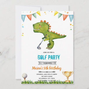 Dinosaur anniversaire de golf Invitation