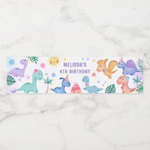 Dinosaur Anniversaire Fête Étiquette de bouteille