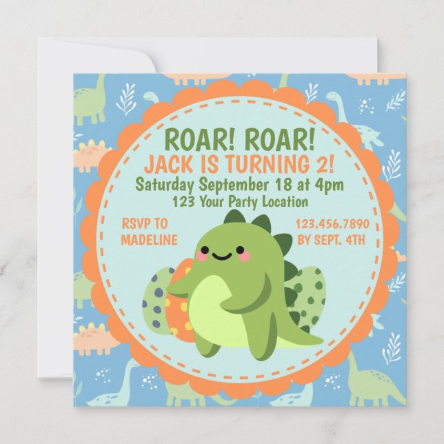 Dinosaur Anniversaire Fête Invitation (Devant)