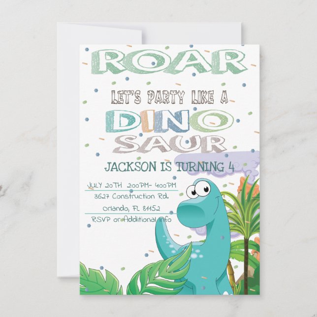 Dinosaur Anniversaire Fête Invitation (Devant)