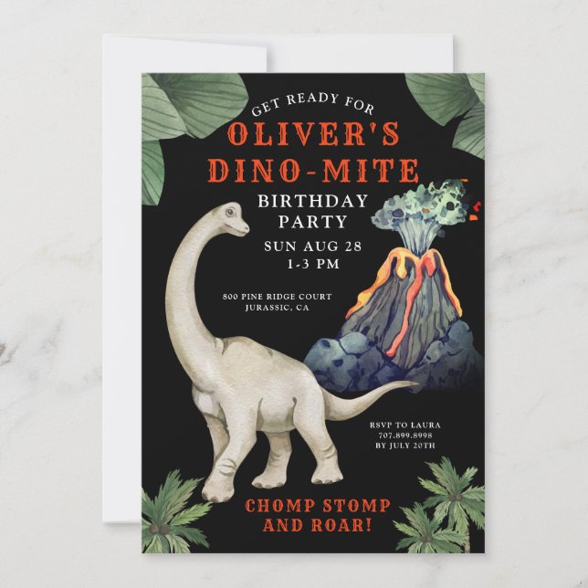 Dinosaur Anniversaire Fête Invitation (Devant)