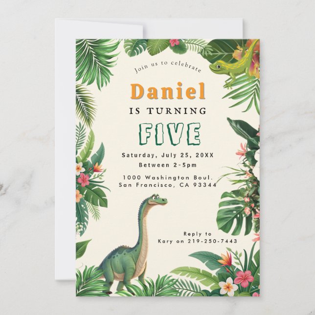 Dinosaur Anniversaire Fête Invitation (Devant)