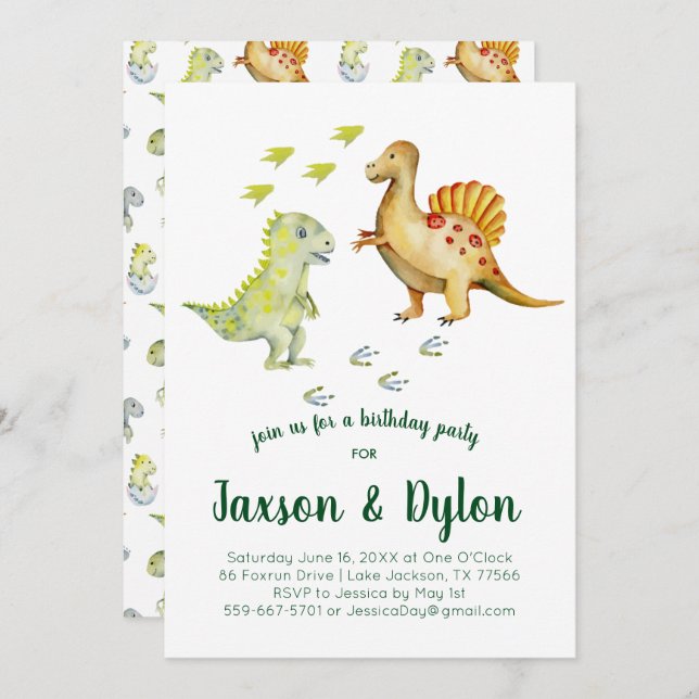 Dinosaur Anniversaire Fête Invitation (Devant / Derrière)