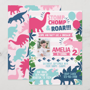 Dinosaur Anniversaire Fête Invitation Invitation