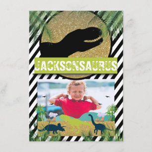 Dinosaur Anniversaire Fête Photo Invitation