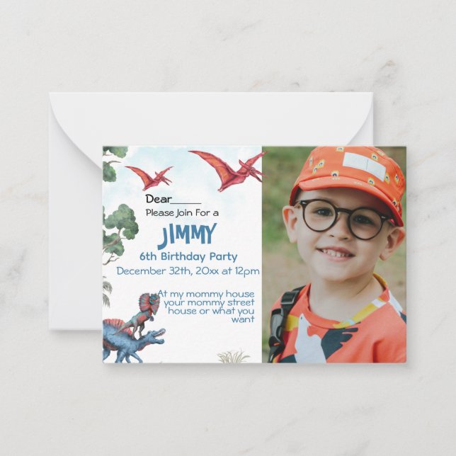 Dinosaur Anniversaire Garçon Invitation Enfant (Devant)