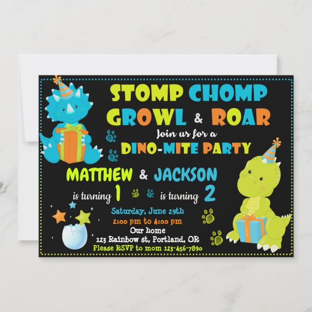 Dinosaur anniversaire invitation (Devant)