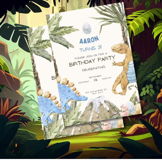 Dinosaur Anniversaire Invitation Anniversaire de e (Créateur téléchargé)
