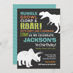 Dinosaur Anniversaire Invitation Dinosaur Fossil P