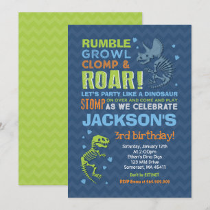 Dinosaur Anniversaire Invitation Dinosaur Fossil P