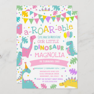 Dinosaur Anniversaire Invitation Fille Dinosaur