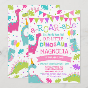 Dinosaur Anniversaire Invitation Fille Dinosaur
