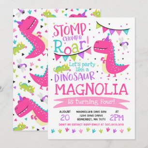 Dinosaur Anniversaire Invitation Fille Dinosaur Pa