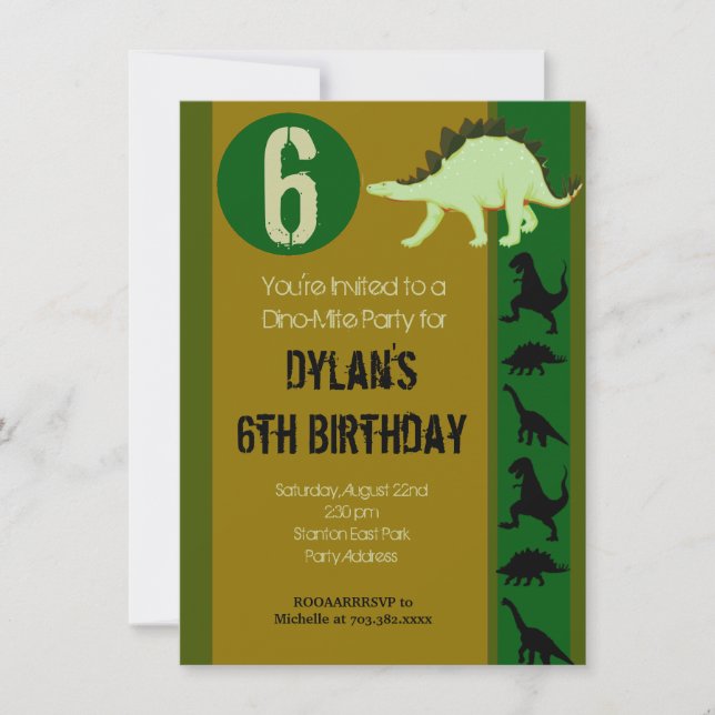 Dinosaur Anniversaire Invitations Tons Terre (Devant)