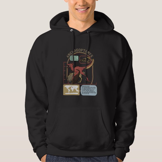 Dinosaur Archaeopteryx First Bird Infographic Fact Hoodie (Front)
