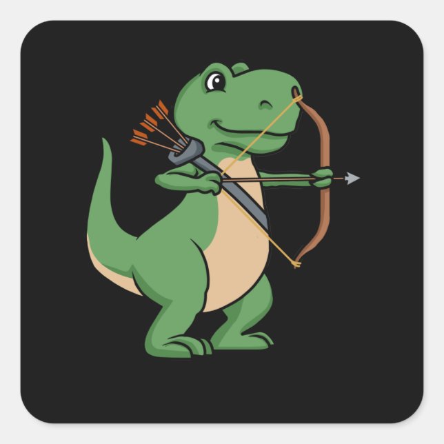 Dinosaur Archery Gift T Rex Bow Hunting Archery Square Sticker (Front)