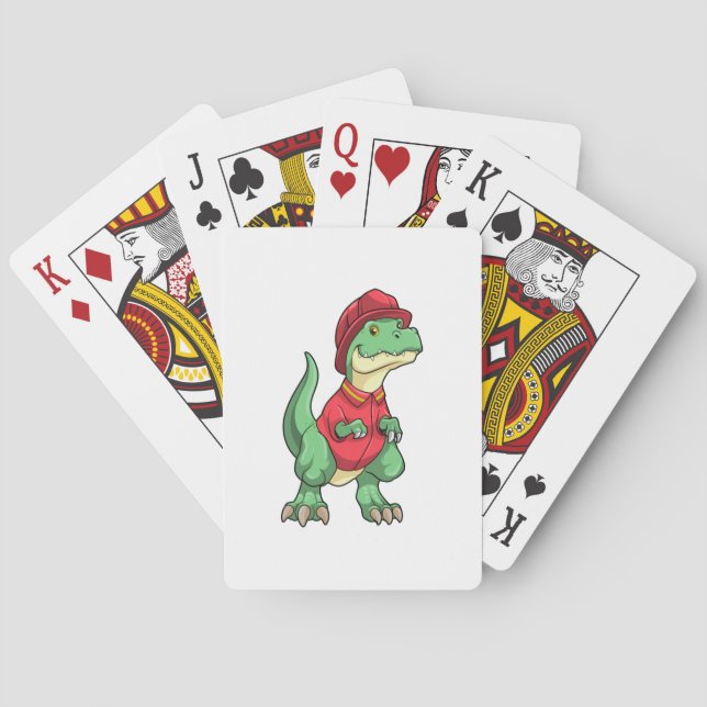 Dinosaur as Firefighter with Fire helmet Playing Cards (Back)