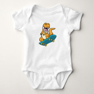 Dinosaur as Skater with Skateboard Baby Bodysuit
