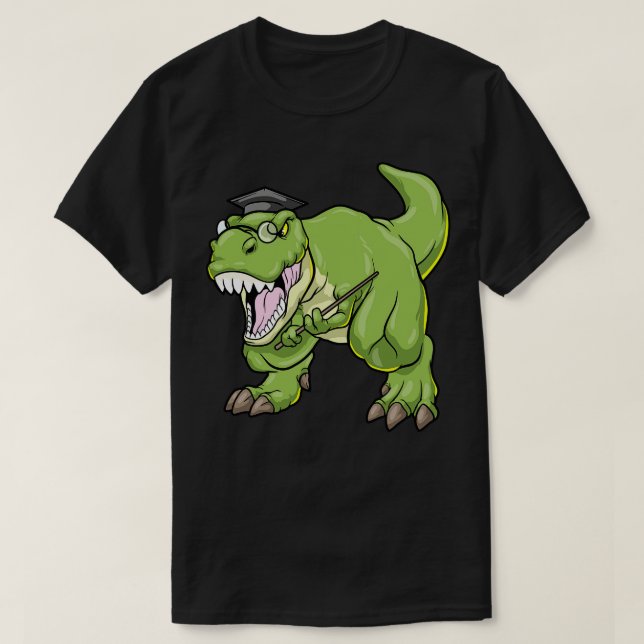 Dinosaur as Teacher with Pointer T-Shirt (Design Front)