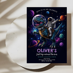 Dinosaur Astronaut 1st Birthday Invitation