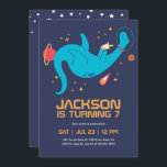 Dinosaur Astronaut Outer Space Kids Birthday Invitation<br><div class="desc">Cute design for kids,  boys or girls who love astronaut,  outer space,  rocket,  universe,  planets,  stars and galaxy. Perfect for space theme birthday party. You can customize the wording to fit other occasions.</div>