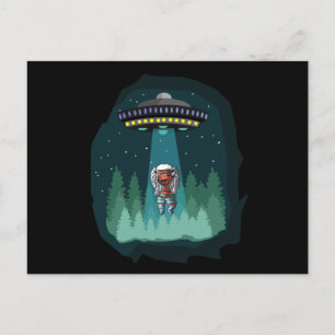 Dinosaur Astronaut UFO T-Rex Holiday Postcard