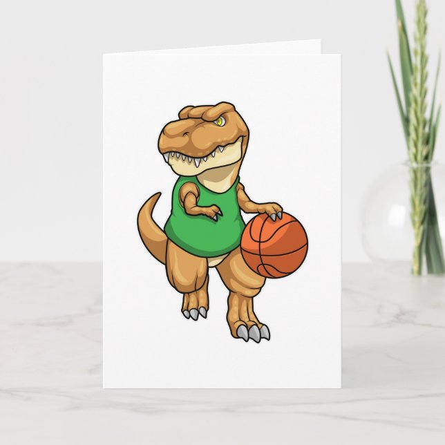 Dinosaur at Sports with Basketball Card (Front)