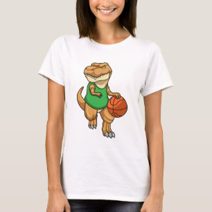 Dinosaur at Sports with Basketball T-Shirt